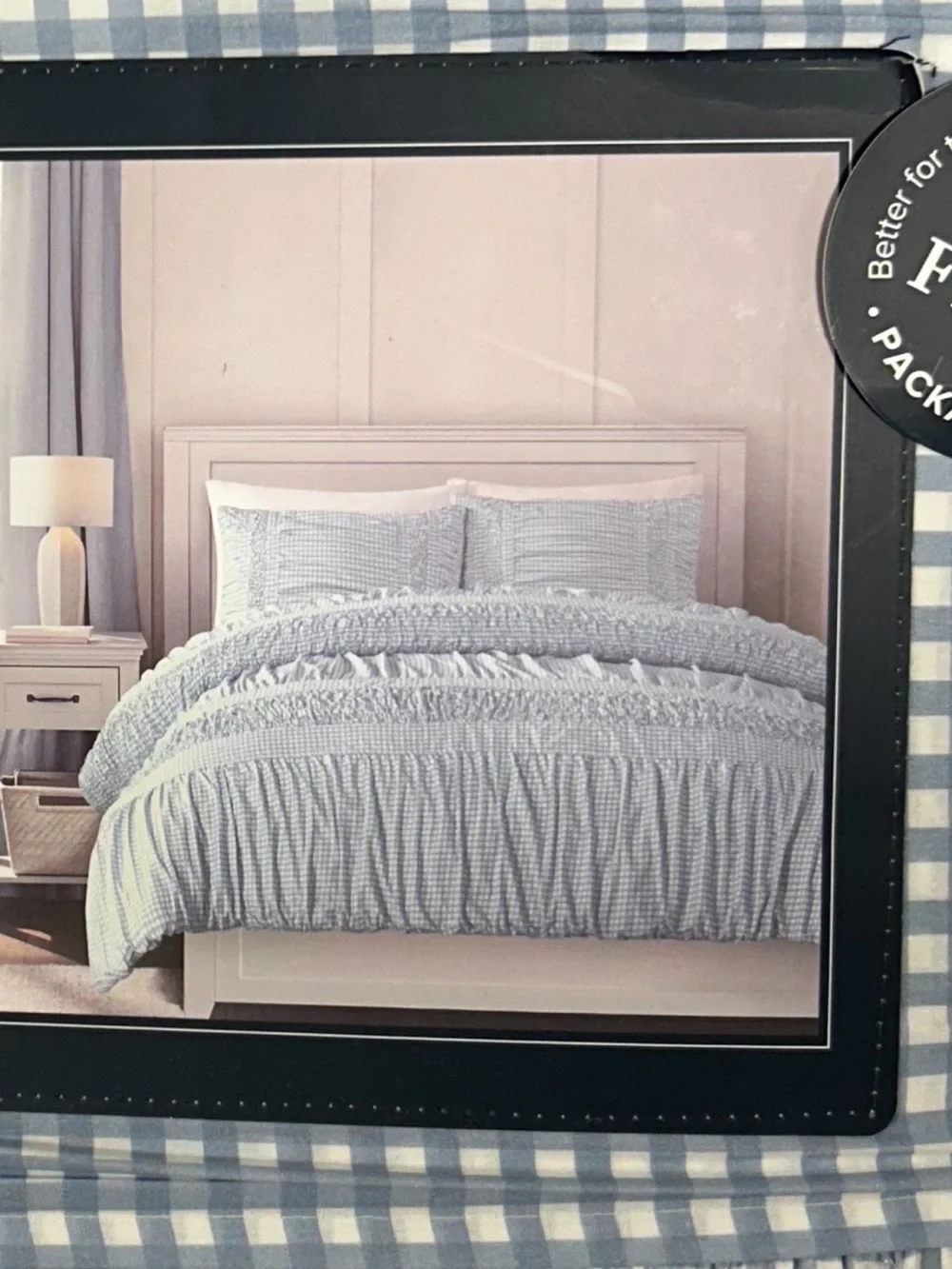 Brooks Brothers Blue and White Checkered Full/Queen Cotton Comforter Set 88”x96”